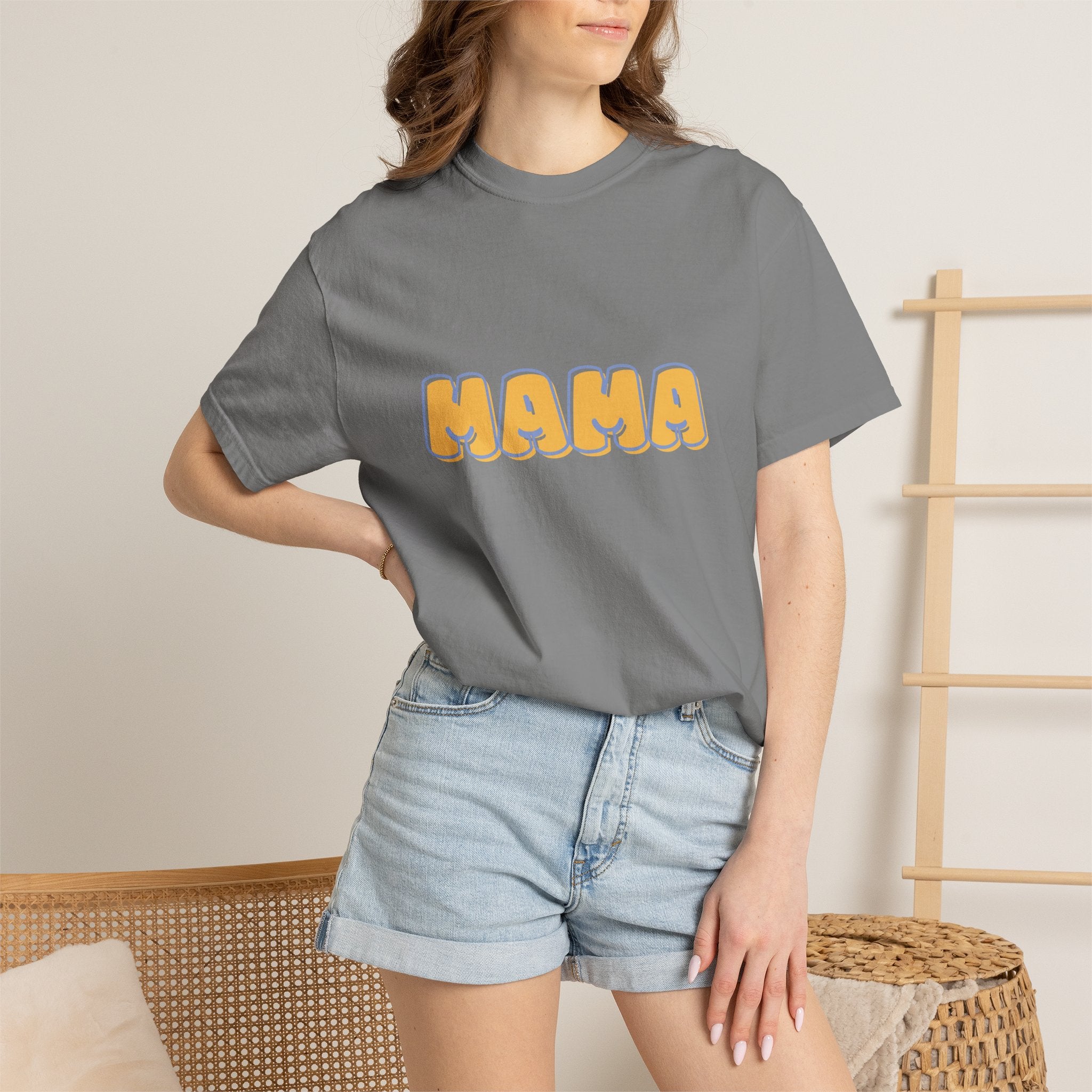 MAMA Bubble Letters Tee — Garment-Dyed Graphic T-Shirt
